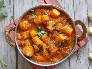 Baby corn masala plate