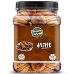 Happy harvest Fig Dried Anjeer Naturally Sweet and Chewy Dry Fruit Rich in Fibre and Energy Perfect for Snacking , Baking and Recipes jar