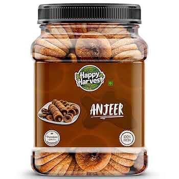 Happy harvest Fig Dried Anjeer Naturally Sweet and Chewy Dry Fruit Rich in Fibre and Energy Perfect for Snacking , Baking and Recipes jar
